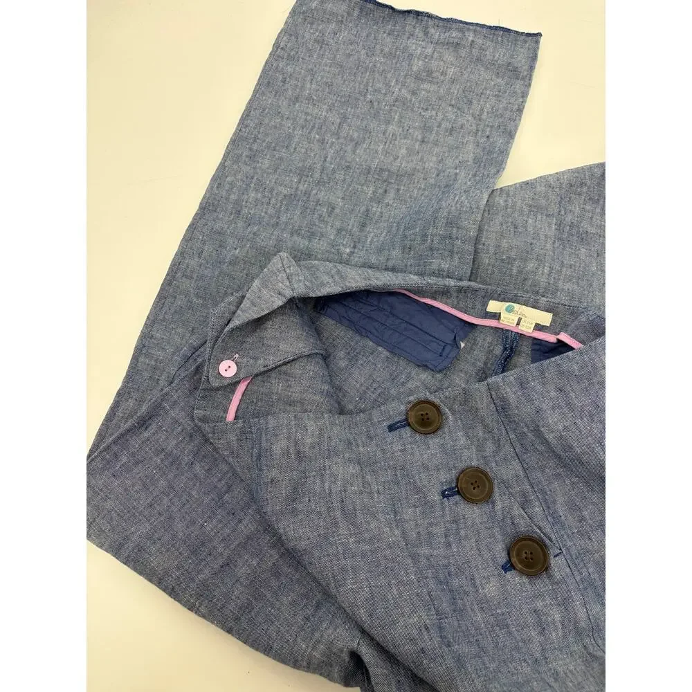Boden Falmouth Linen Wide Leg Sailor Trousers Chambray - Picture 9 of 11